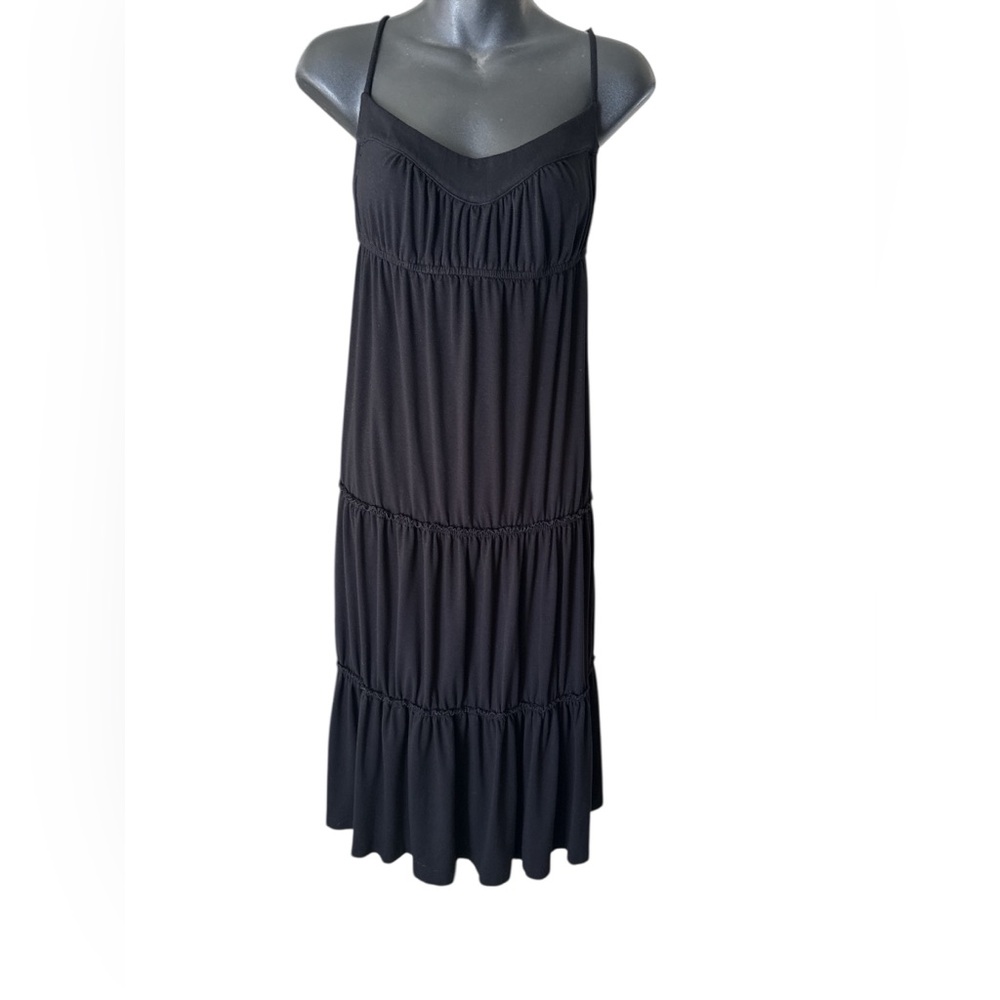 Y2K  vintage juicy couture BoHo Black Sleeveless Tiered Dress L large